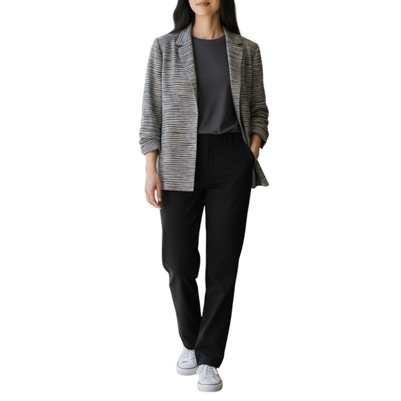 Ann May Jackets & Blazers - Ann May Women's Woven Silk‎ Blazer Striped Beige  Career Office Casual Lined M